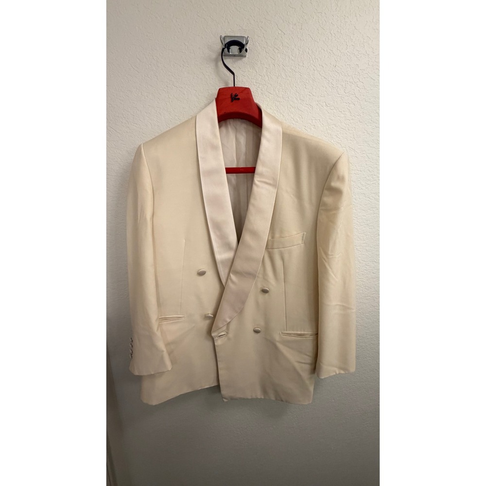 Brioni  Mens Cream Double Breasted Tuxedo Jacket 54/44 c (Measurements)